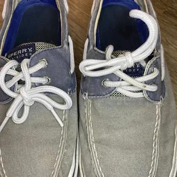 Mens Grey and Blue Sperry Boat Shoes - 9 - Picture 3 of 10